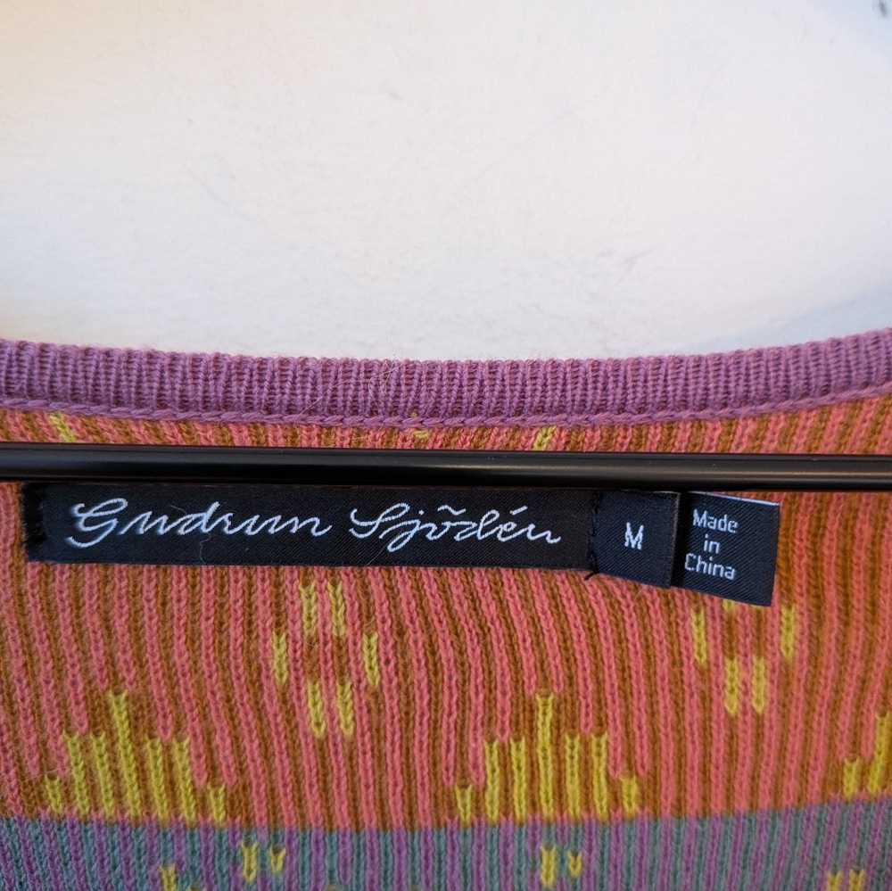 Gudrun Sjoden Women's Green Multicolor Organic Cotton Cardigan Sweater Medium - Picture 5 of 7